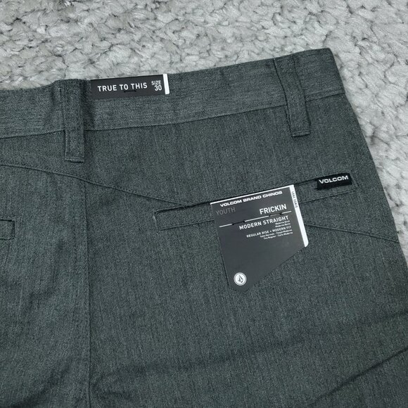 Volcom Boys Youth Frickin Chino Shorts Size 30 Gray Modern Straight Stretch - Picture 5 of 8